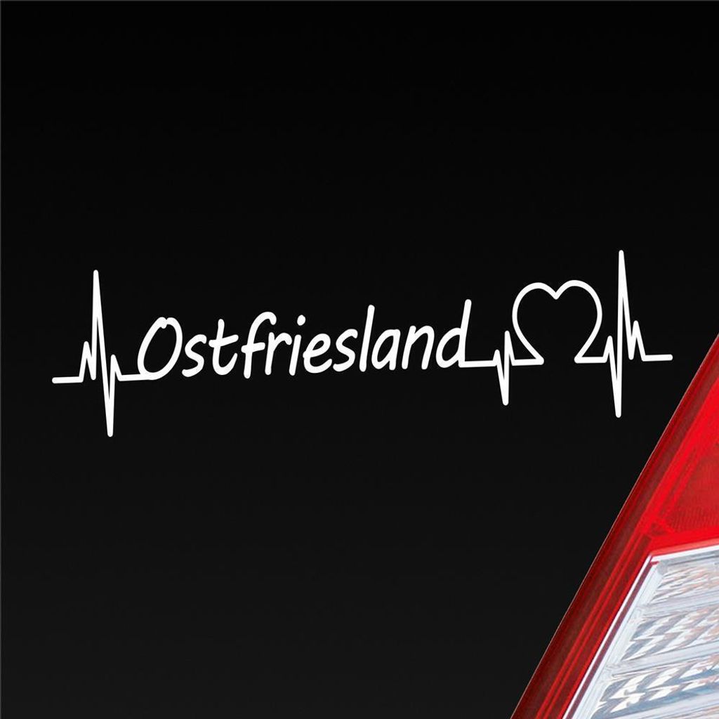 Auto Aufkleber Ostfriesland Puls Herzschlag mit Ferien Region Motiv 19x5 cm Weiss Matt Sticker Heckscheibenaufkleber