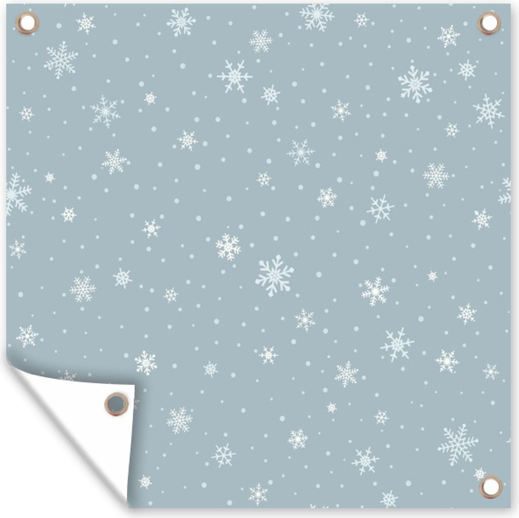MuchoWow 100x100 cm Outdoor-Poster Gartendeko Sichtschutz Garten Poster für den Garten Eine Illustration von Schnee auf grauem Hintergrund