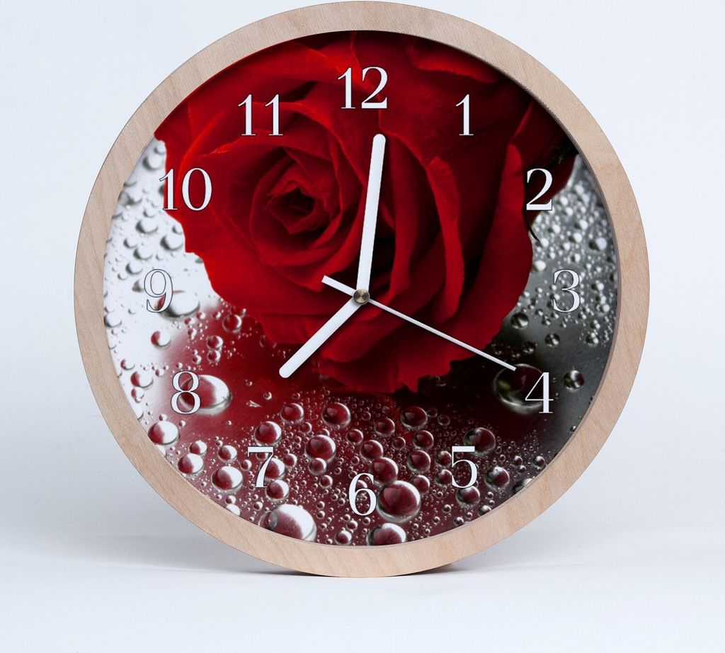 Holzuhr 30fi cm wanduhr - Rose Blumen