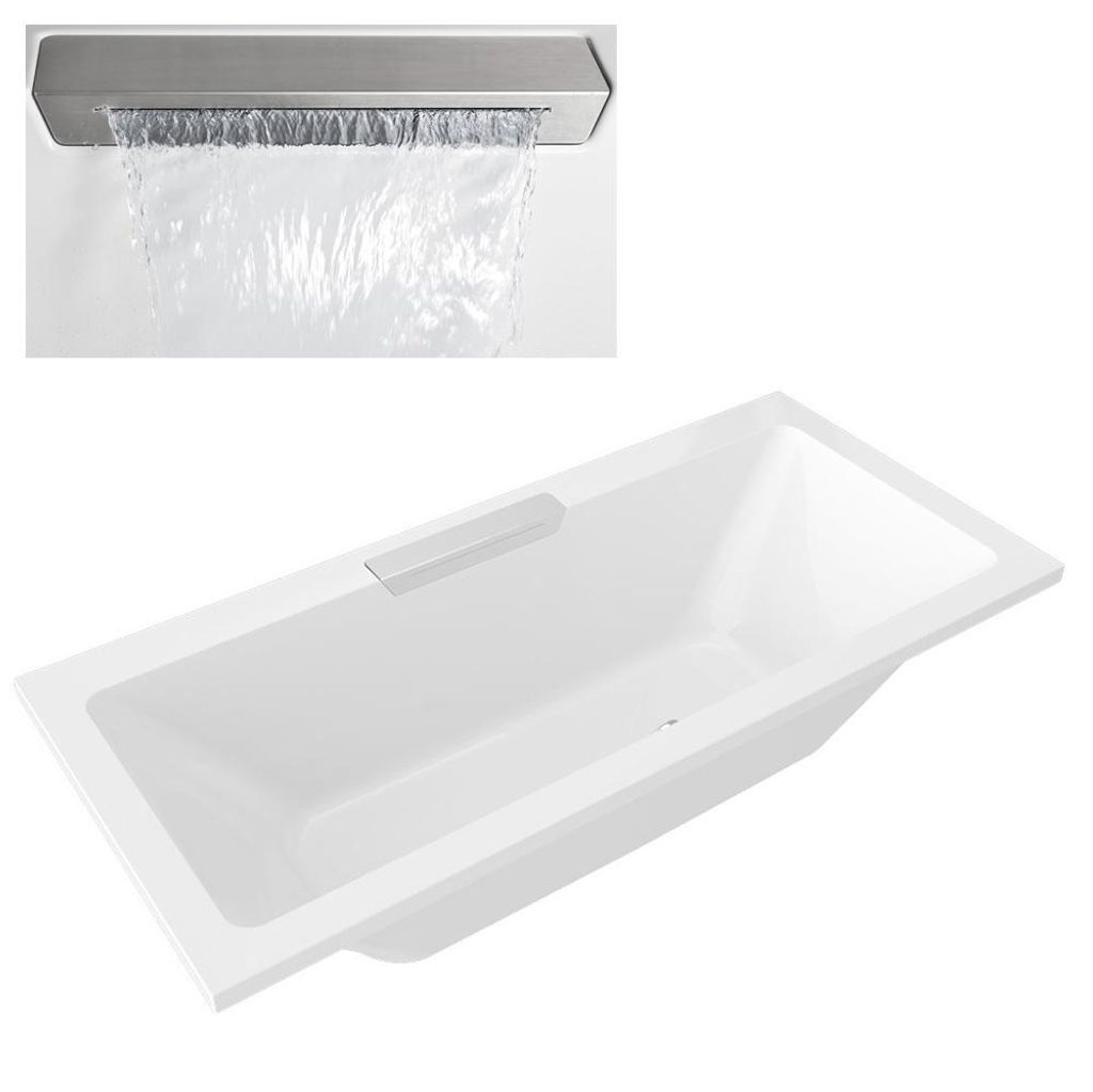 Polysan CASCATA Rechteckbadewanne 185x85x45cm, Kaskade Edelstahl