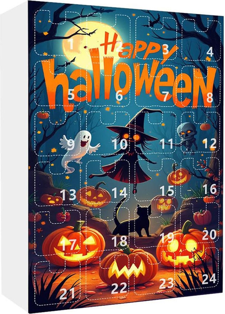Horror-Halloween-Adventskalender, vielseitige festliche Party, 24 Tage gruseliger Countdown-Anhänger, Urlaubsgeschenke für Jungen und Mädchen