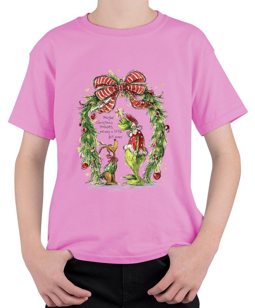 Grinch Maybe Christmas means a little bit more lustig Geschenk Uni Kinder T-Shirt, Pink, 152