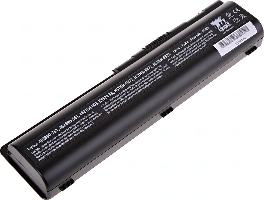 T6 Power Akku für Hewlett Packard Laptop, Teilenummer HSTNN-LB73, Li-Ion, 10,8 V, 5200 mAh (56 Wh), schwarz