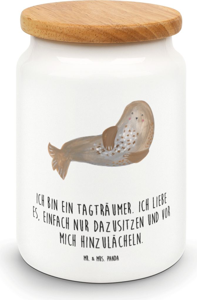 Mr. & Mrs. Panda Kaffeedose Robbe Lachen - Weiß - Geschenk, Robben, Nordsee, Ostsee, behälter, Strand, Keksdose, Lustige Sprüche, Aufbewahrungsd...