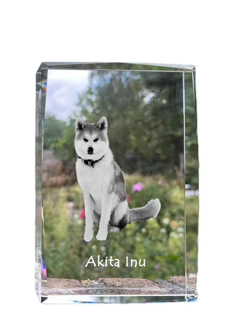 Cristallo Ottico Akita Inu Art-Dog - Cornice Vetro Alta Precisione