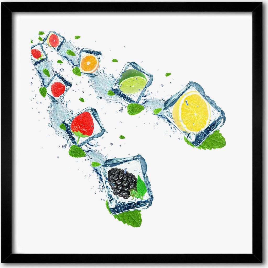 Bild - 50 cm x 50 cm - MDF - Rahmen, Wandkunst - Frucht in Würfeln