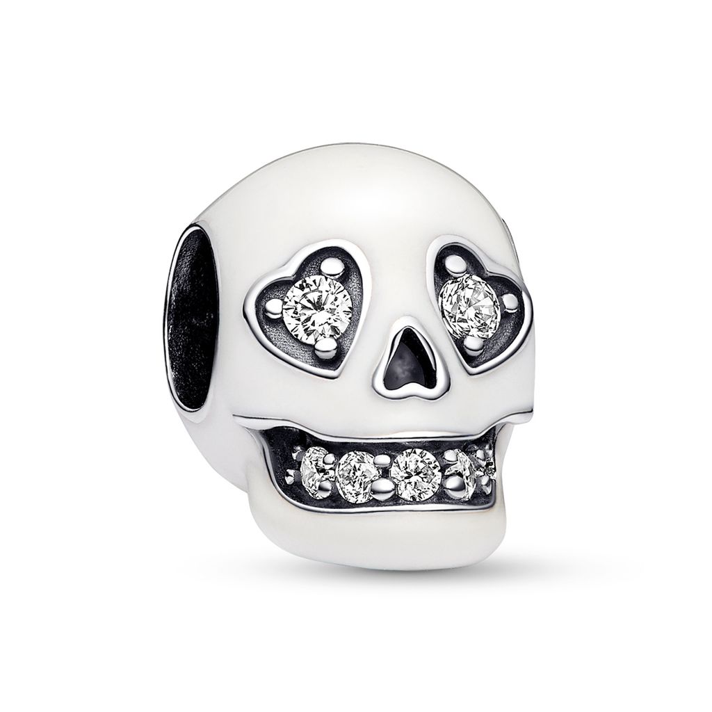 PANDORA Totenkopf Charm aus 925er Silber, Zirkonia, Emaille Produktbild 