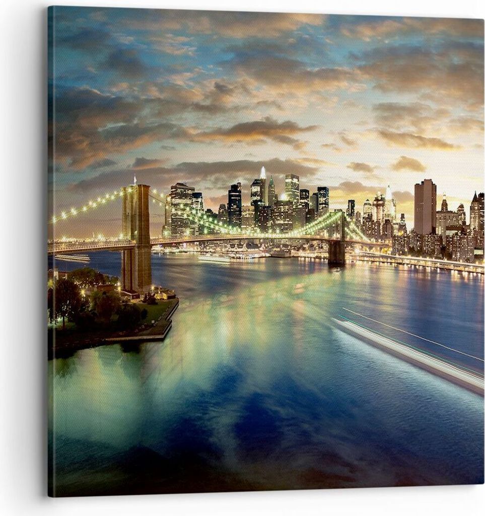 Bild auf Leinwand - Leinwandbild - Amerika Architektur New York - 70x70cm - Wand Bild - Wanddeko - Leinwanddruck - Bilder - Kunstdruck - Wanddekora...