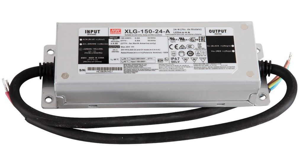 LED Solution Mean Well napájací zdroj XLG 24V 150W IP67 Obrázok produktu 