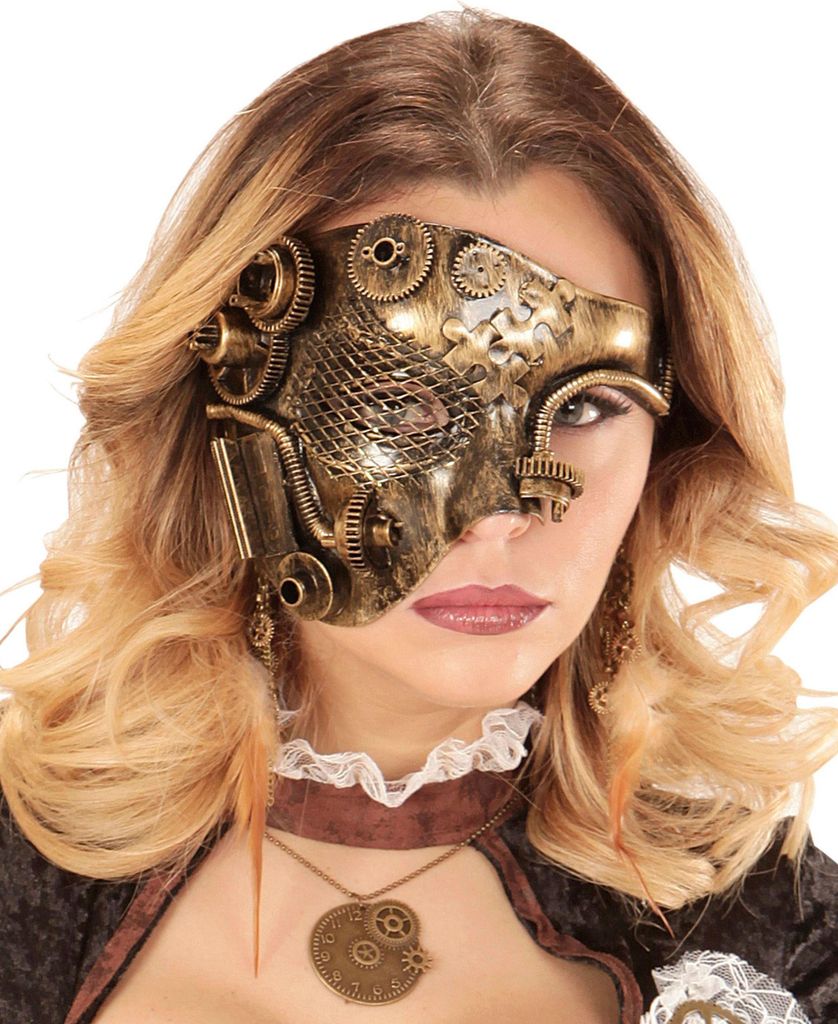 Demi-masque steampunk doré - taille unique Image du produit 