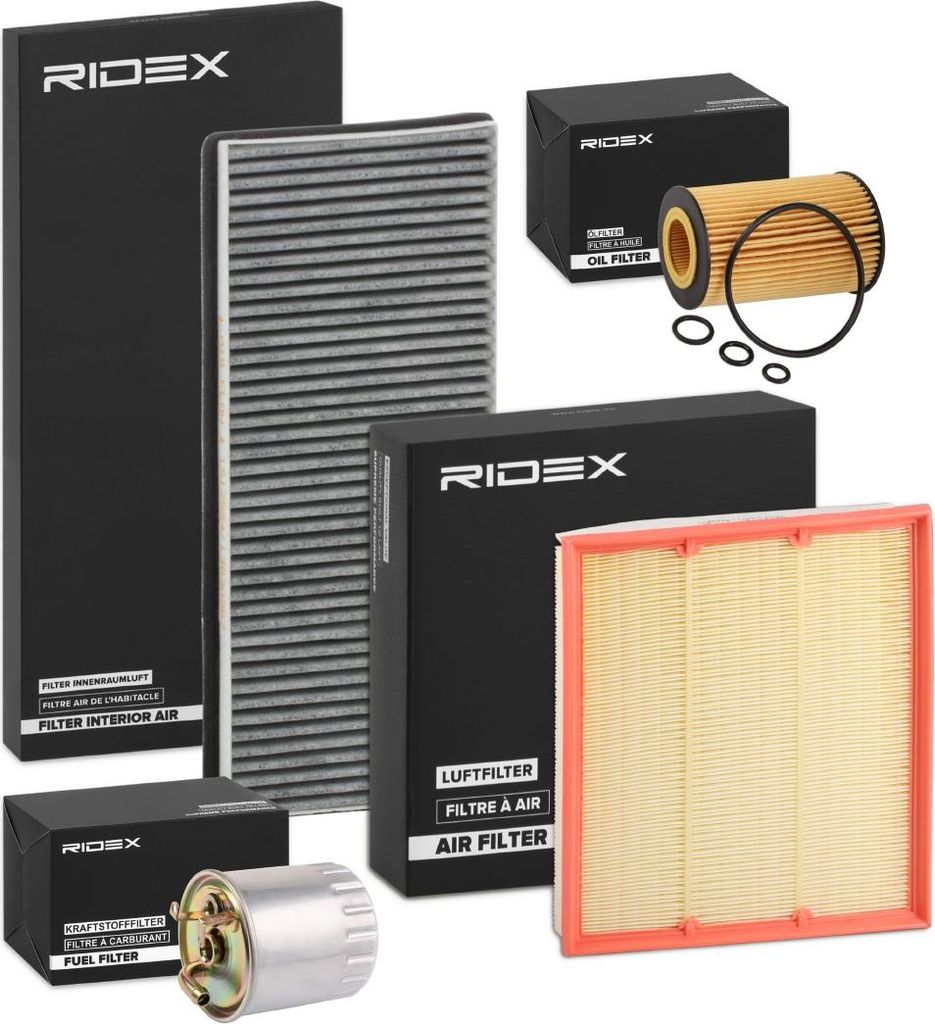 RIDEX Filterset Inspektionspaket Filtersatz passend für MERCEDES-BENZ SPRINTER 3-t Kasten (903) SPRINTER 3-t Bus (903) SPRINTER 2-t Kasten (901, 902)