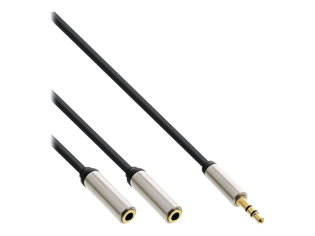 InLine Slim Audio Y-Kabel Klinke 3,5mm ST an 2x Klinke BU, 2m