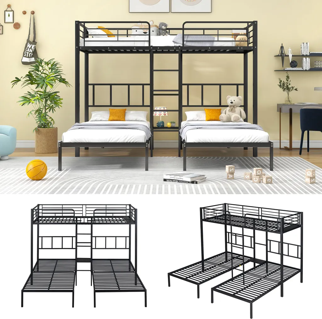 Lit Superposé Antichute Noir 90x200 - La Solution Petit Espace