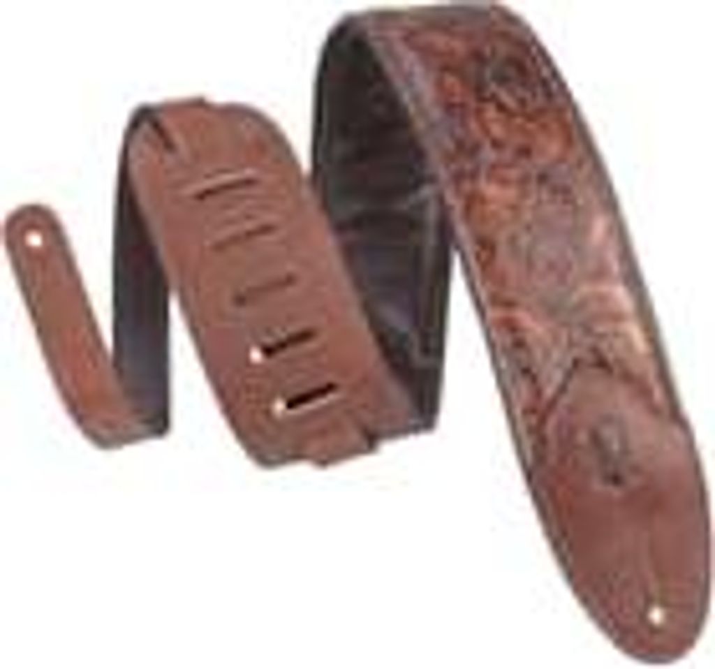 M4WP-006 3'' Embossed Leather Guitar Strap Geranium