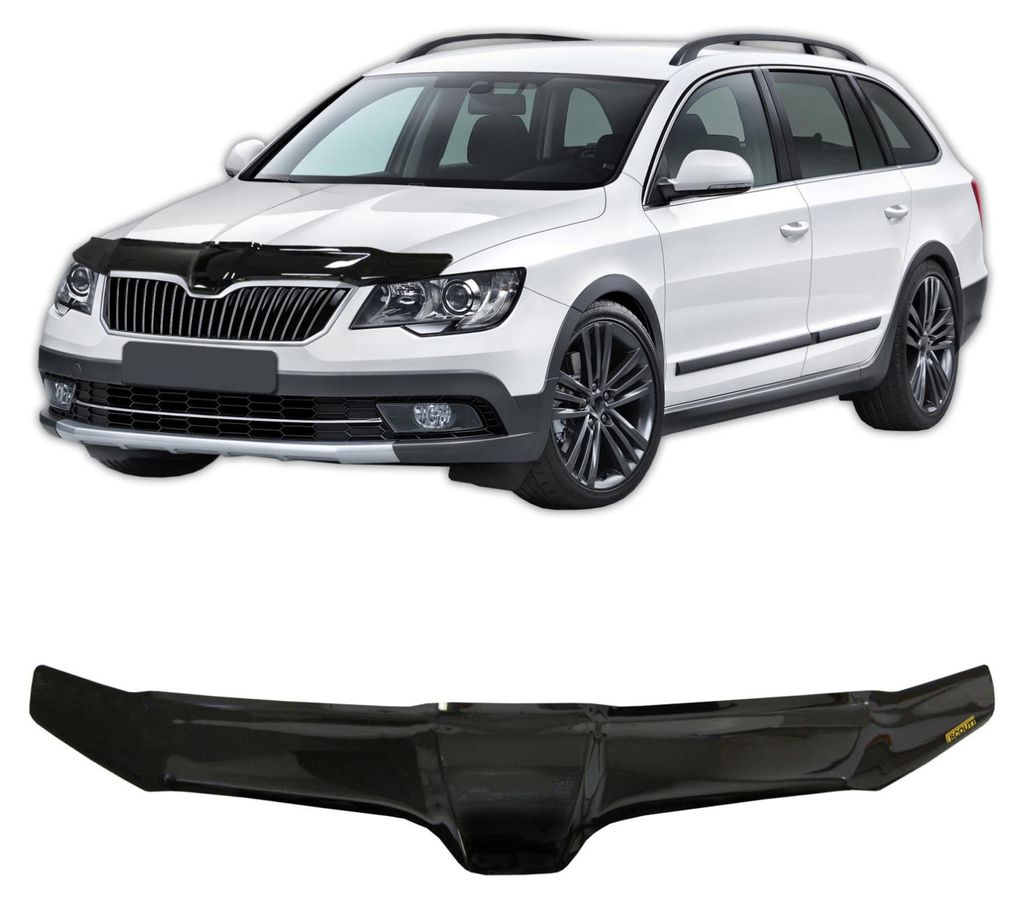 SCOUTT | Motorhaube Windabweiser Insekten Steinschlagschutz Für Skoda Superb ab 2012-2015, Aerodynamisch, Einfache Montage, Getönt, Spezielle Hal...