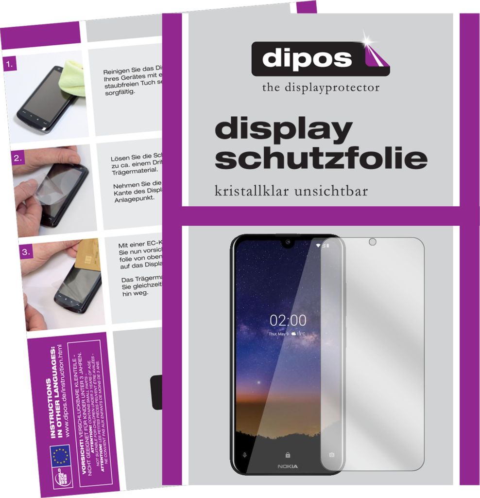 1x Schutzfolie für Nokia 45324 klar Displayschutzfolie Folie Display Schutz dipos