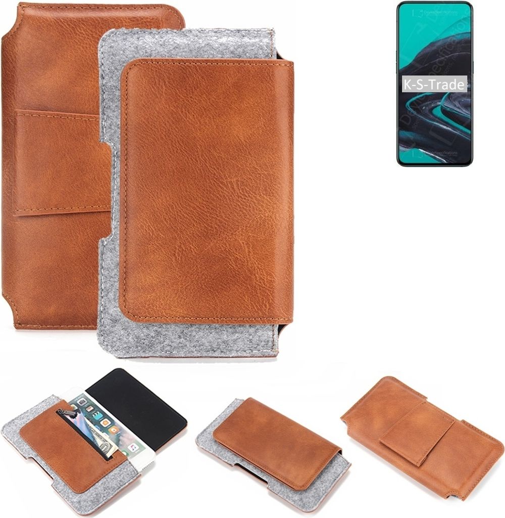 K-S-Trade Handyhülle Schutzhülle kompatibel mit Oppo Reno2 Gürteltasche Holster Gürtel Tasche Smartphone Tasche Handy Hülle Polyurethan+ Filz,...