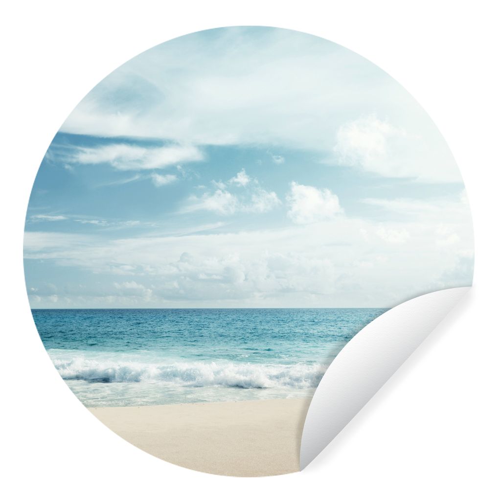 MuchoWow Runde Wandtattoo - Wandsticker Tapete Aufkleber Strand - Meer - Sommer Ø 30 cm Selbstklebend und Repositionierbar - Wandaufkleber - Kre...