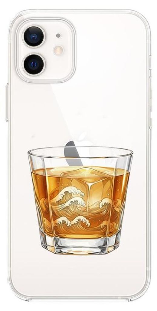 Flexible Hülle für das iPhone 12 Mini, TPU Silikon transparent, Whiskey auf Eis