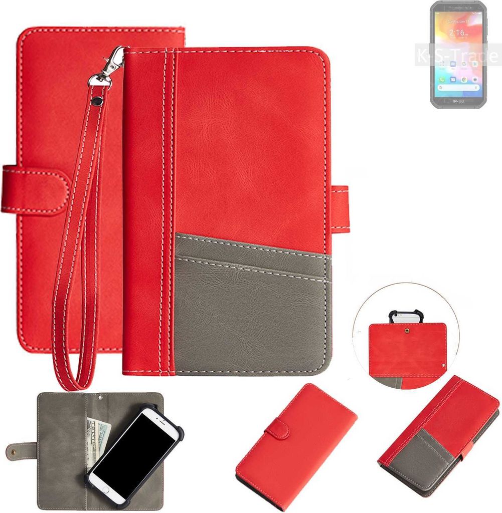 K-S-Trade Handy Schutzhülle für Ulefone Armor X7 Hülle Portemonnee Brieftasche Klapphülle Kartenfächer Flip Wallet Case Etui