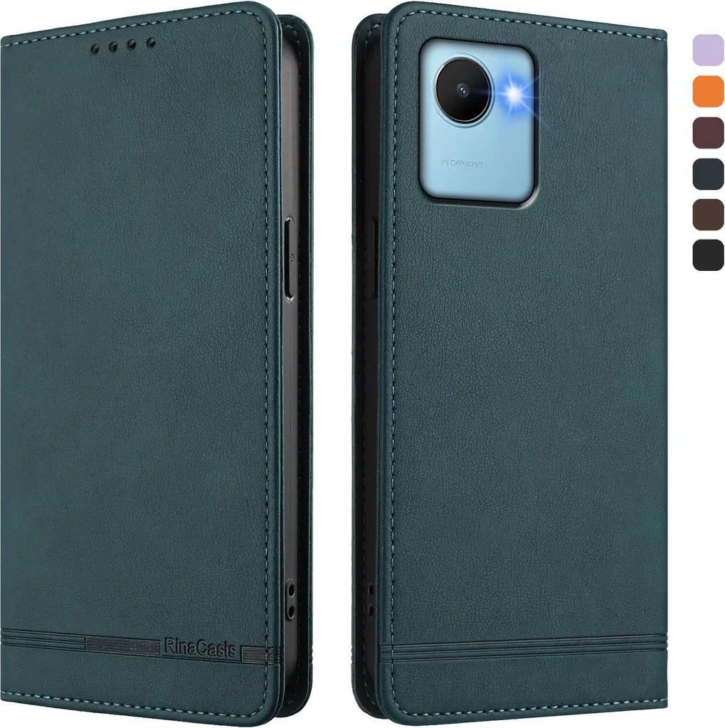 Elegante Custodia Realme C30 in Similpelle Verde - Edizione Comfort