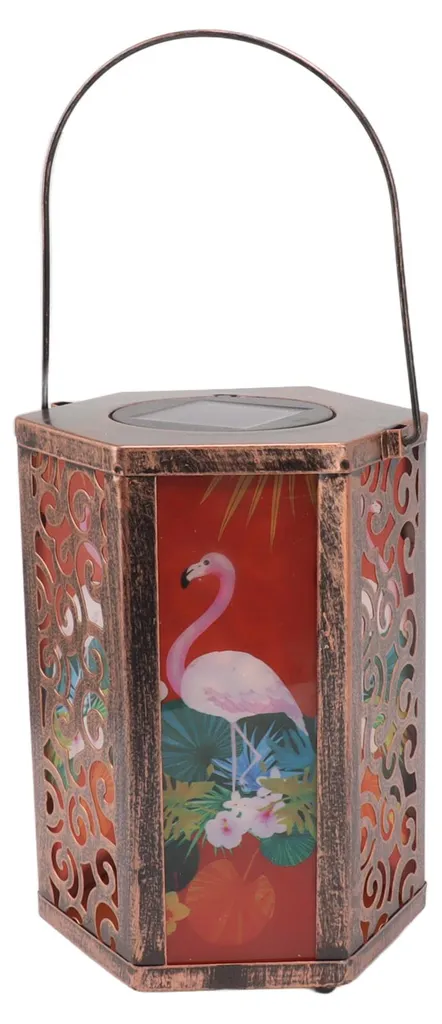Lanterne hexagonale LED étanche motif oiseaux pour éclairage de jardin