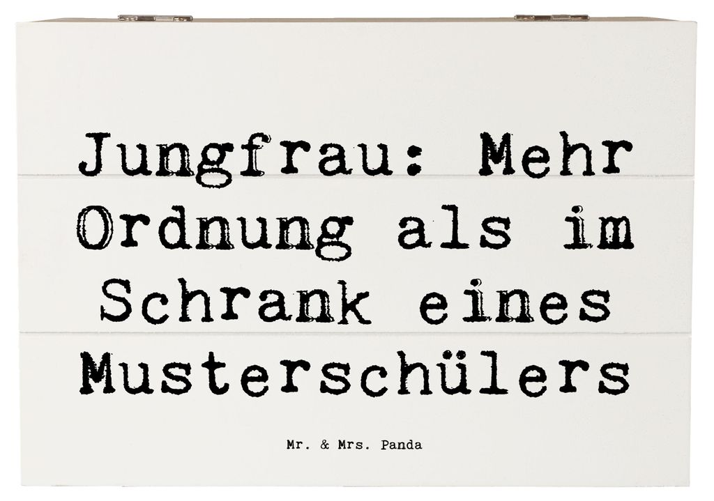 Mr. & Mrs. Panda Truhe Spruch Jungfrau Ordnung 22 x 15 cm - Weiß - Geschenk, Schatzkiste, Geschenke Astrologie, geschenkkiste, Detailorientierung,...