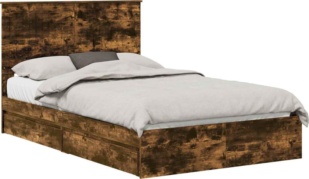 vidaXL Aufbewahrungsbett Geräucherte Eiche 120 x 190 cm Holzwerkstoff