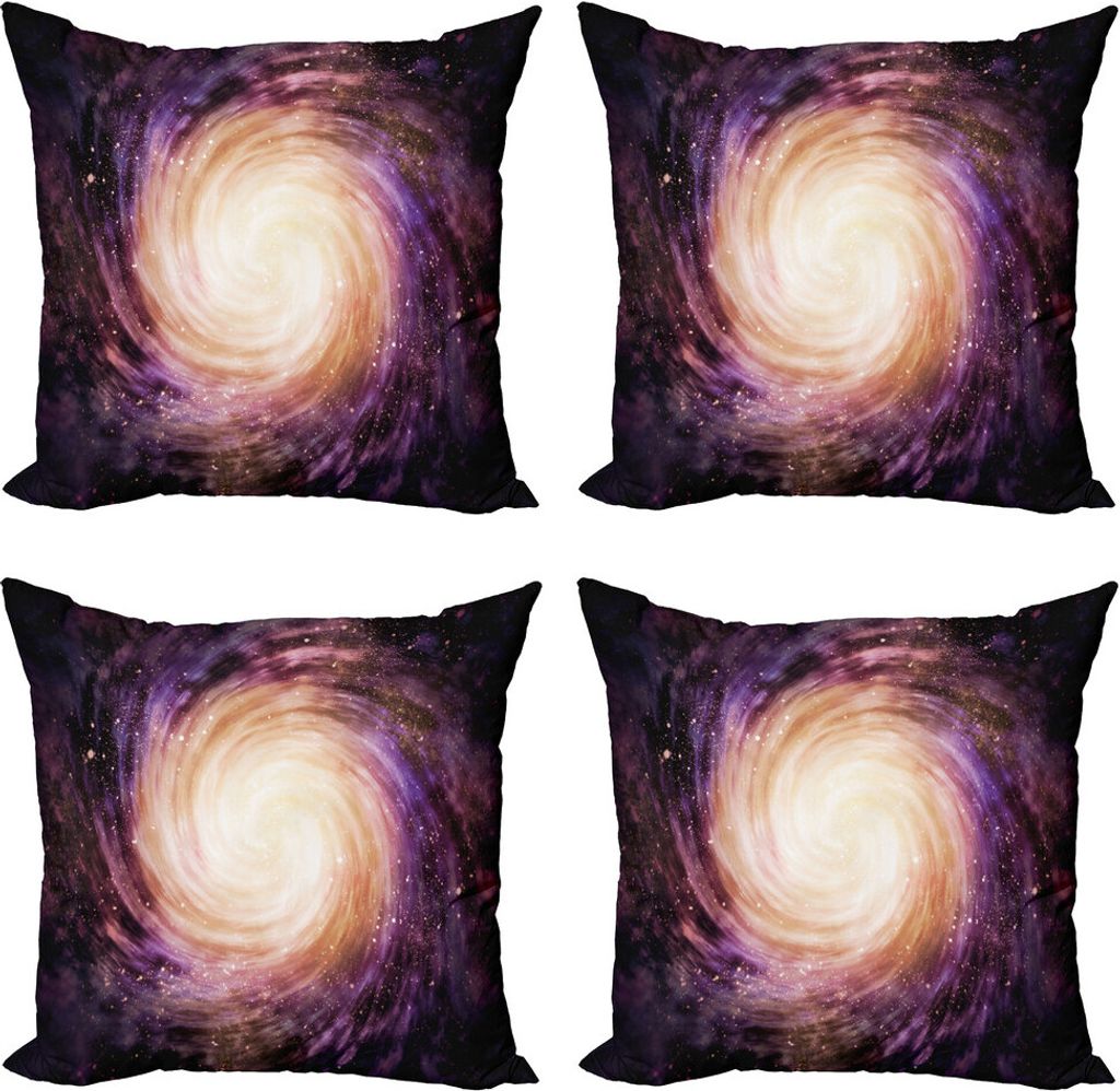 ABAKUHAUS Galaxis Kissenbezug Set (4 Stück), Verführerische Raum Loch, Moderner Doppelseitiger Digitaldruck, 60 cm x 60 cm, Schwarz-Rosa-Beige