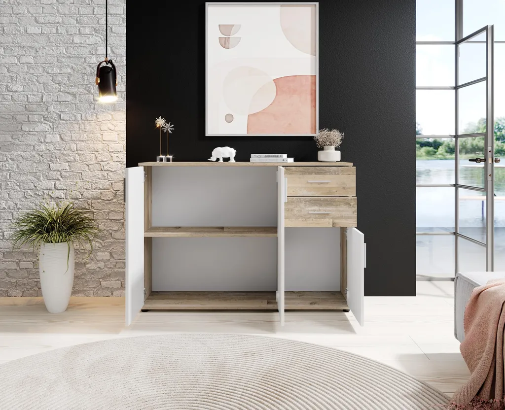 Commode Freida Old-Style 120x82x35 cm - Buffet bas design industriel - 5