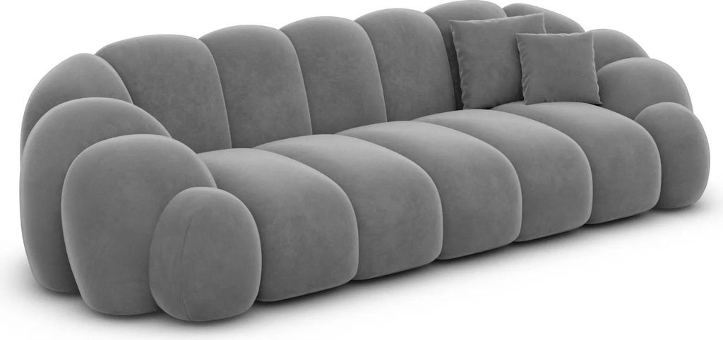 Samtstoff 3-Sitzer Couch Liora Dunkelgrau