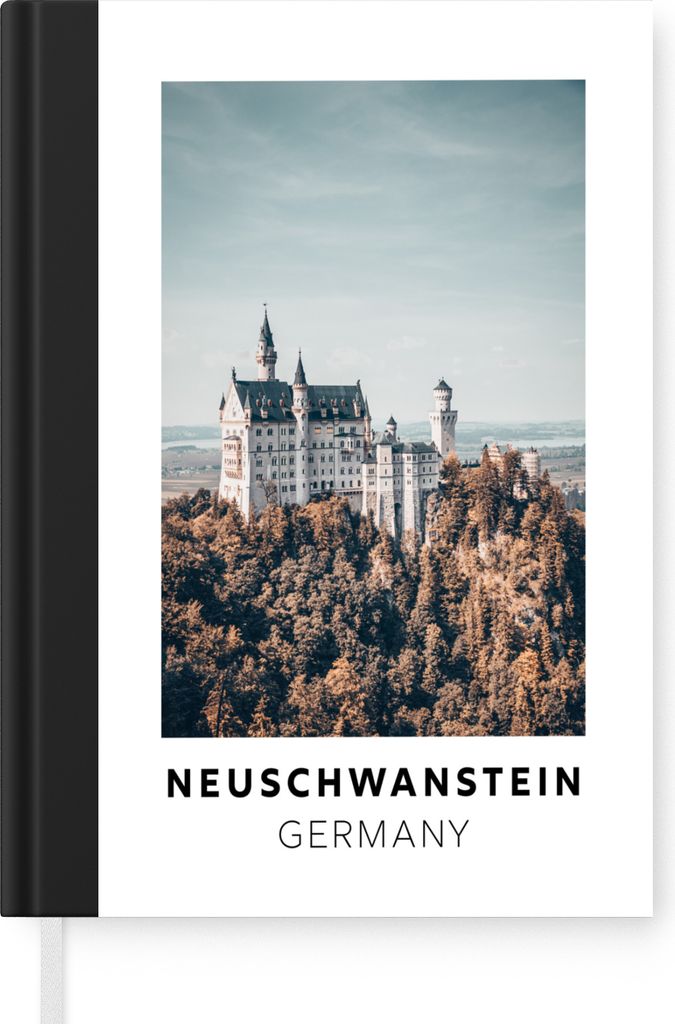 MuchoWow Notizbuch Tagebuch Haushaltsbuch Notebook A5 Deutschland - Schloss - Wald - Notizblock - Notizheft - Notebook - Schreibblock - Papier