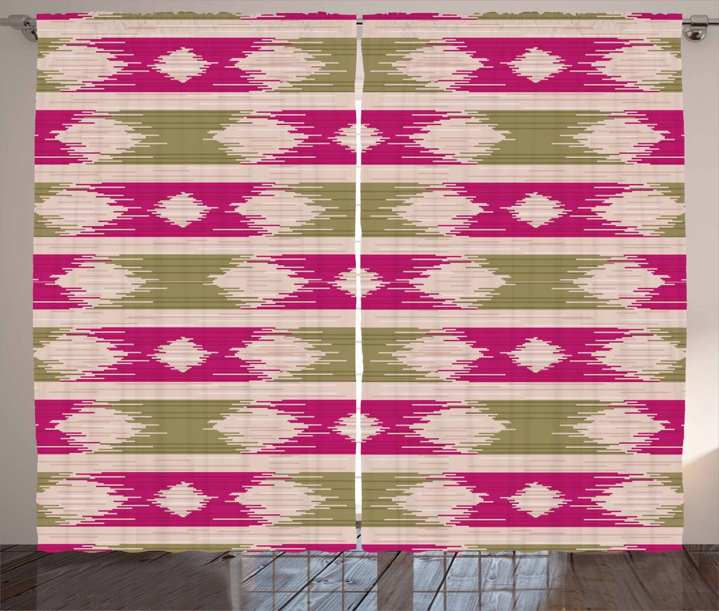 ABAKUHAUS Abstrakt Rustikaler Vorhang, American Classic Sign, Wohnzimmer Universalband Gardinen mit Schlaufen und Haken, 280 x 225 cm, Olive, Grün...