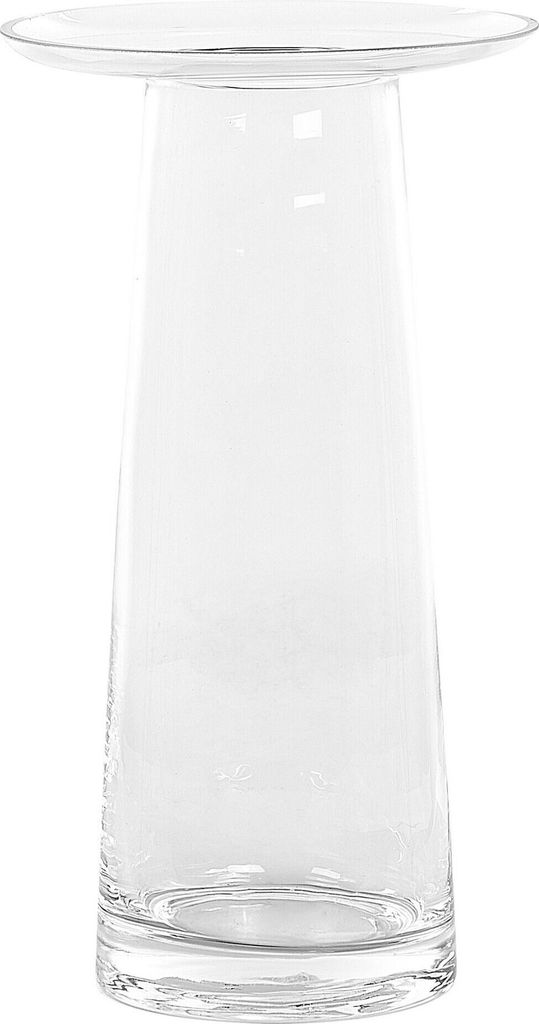 BELIANI Blumenvase Transparent Glas 26 cm Hohe Form mit Schmaler Öffnung Modern Tischdeko Wohnaccessoires Deko Glasvase für Wohnzimmer Esstisch