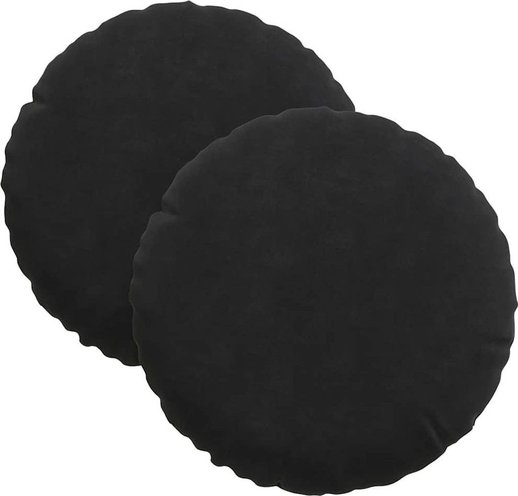 vidaXL Sitzkissen 2 Stück Schwarz Ø 30 x 13 cm Samt