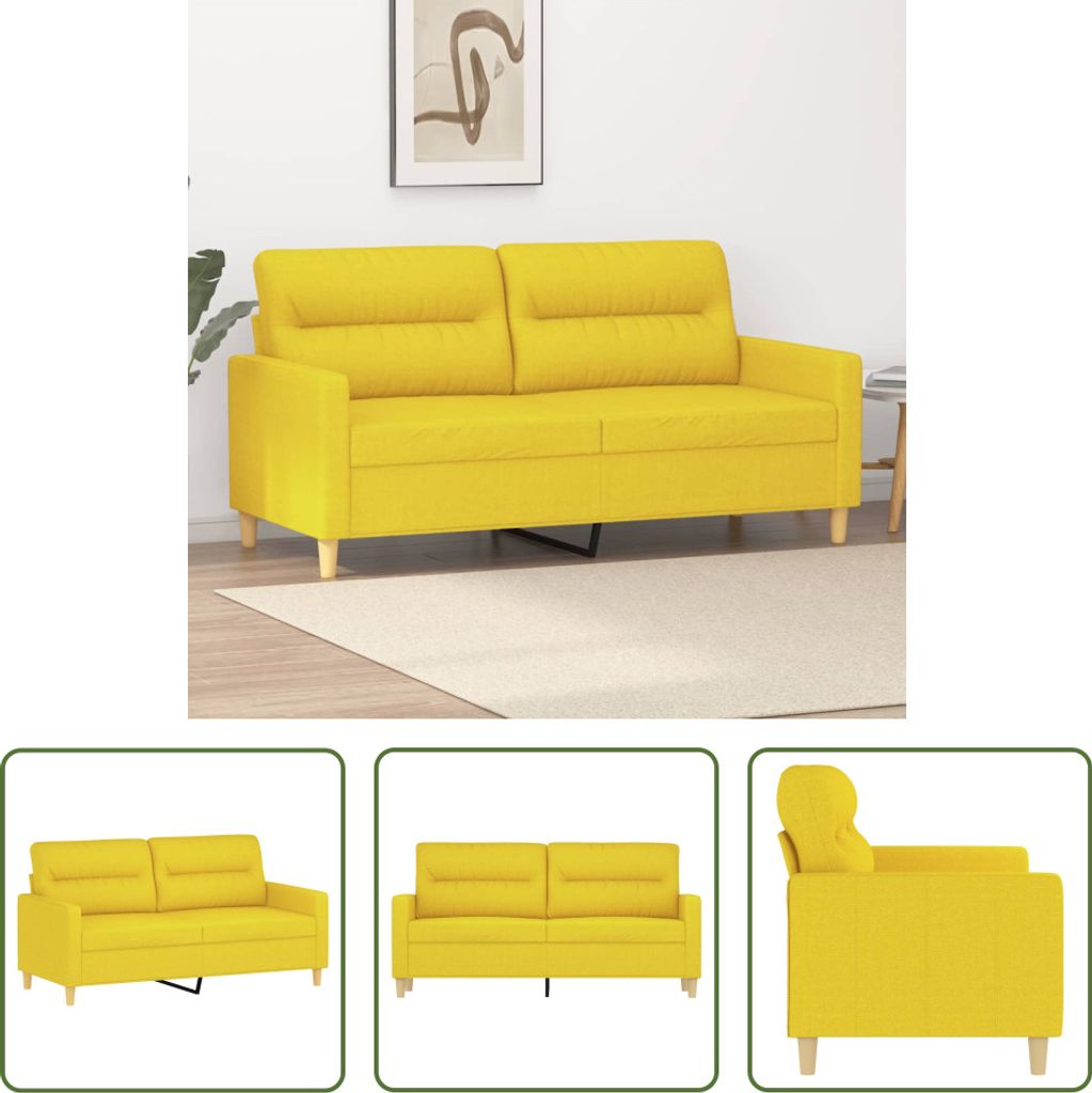 The Living Store 2-Sitzer-Sofa Hellgelb 140 cm Stoff