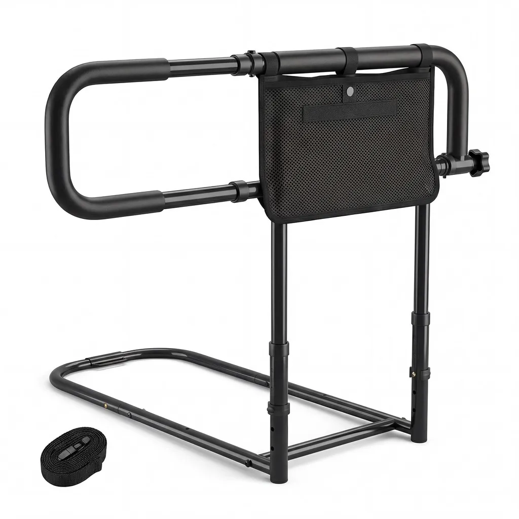 Rail de lit médical pliable et réglable avec poignée ergonomique