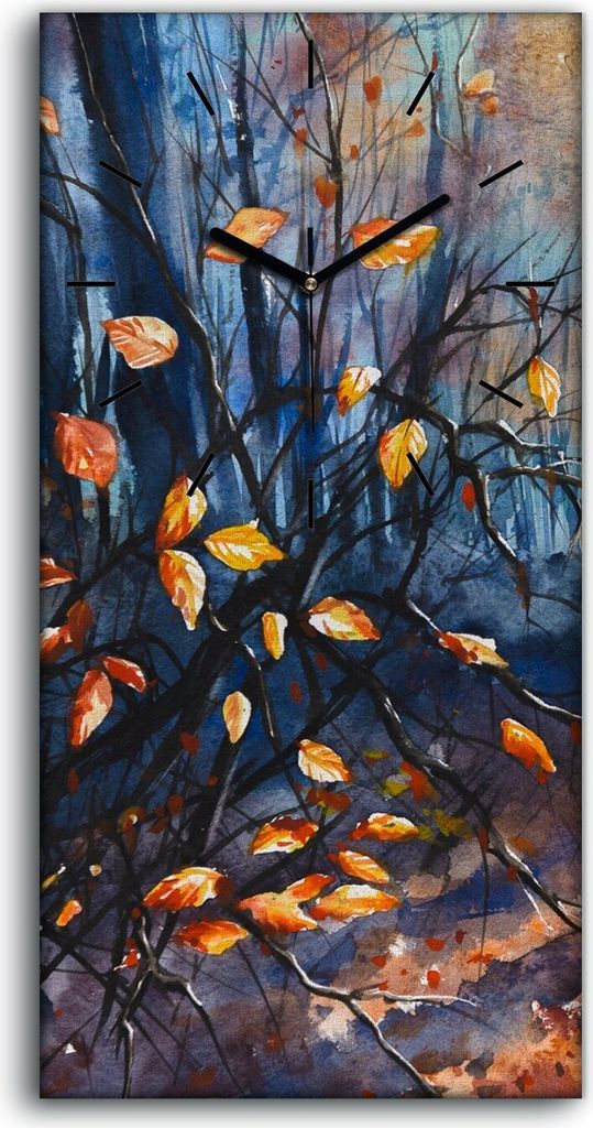 Dekor Leinwand Uhr Wandbilder 30x60 Malerei Abstrakte Wald Bäume Blätter - schwarze Hände