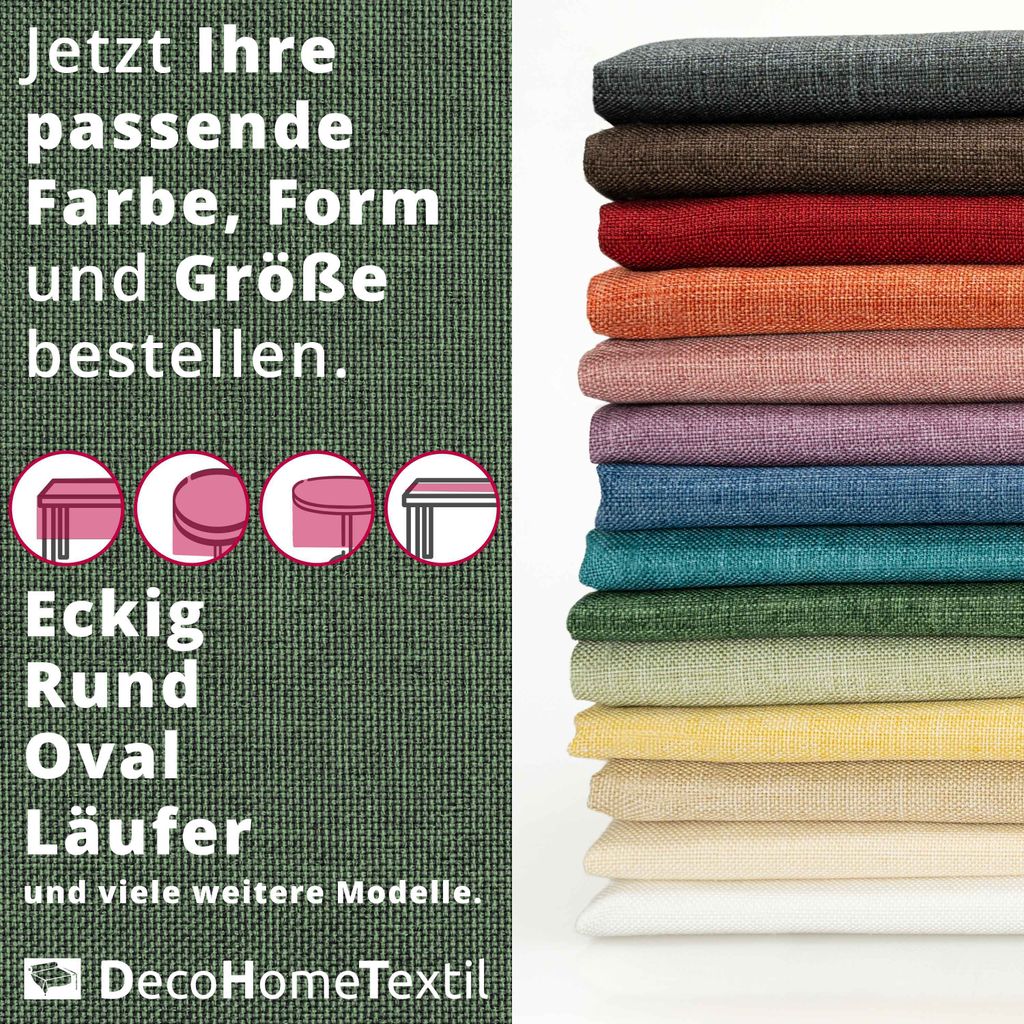 DecoHomeTextil Leinen Optik Tischdecke Dunkelgrün Eckig 130 x 300 cm mit Lotus Effekt Abwaschbar