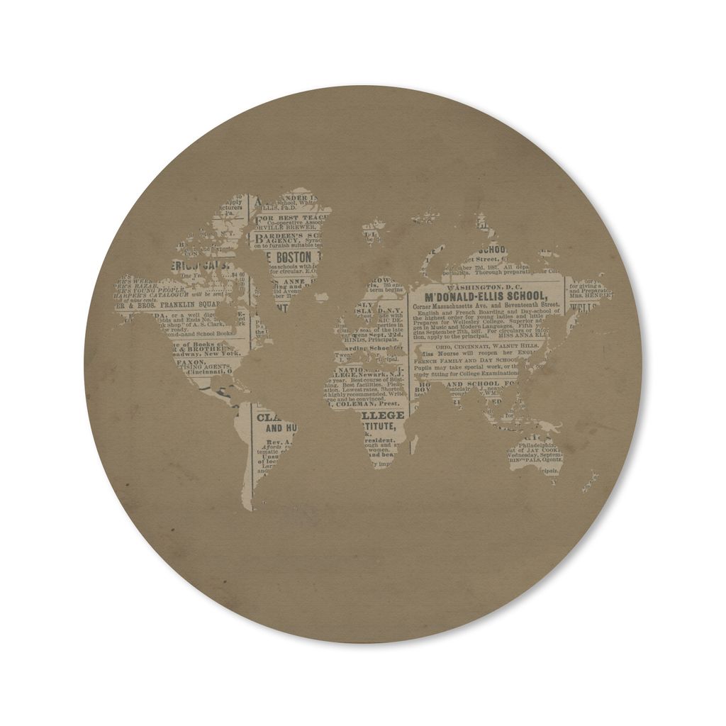 MuchoWow Mauspad Mousepad Weltkarte - Braun - Zeitung 50x50 cm - Mousepads - Maus Mat - Pad - Mausunterlage - Vinyl