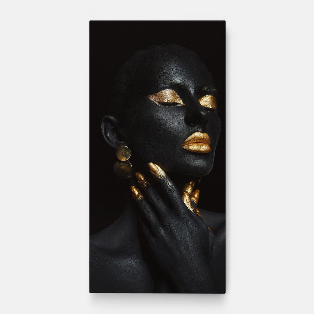 ARTHUB Leinwandbild 50x100 cm, Eyelids Gold Makeup | Wohnzimmerdekoration, Hängende Bilder, Wanddekoration, Heimdekoration, Frauen, Schwarz und ...