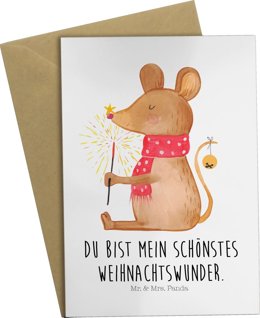 Mr. & Mrs. Panda neujahrskarte Maus Weihnachten - Weiß - Produktbild 