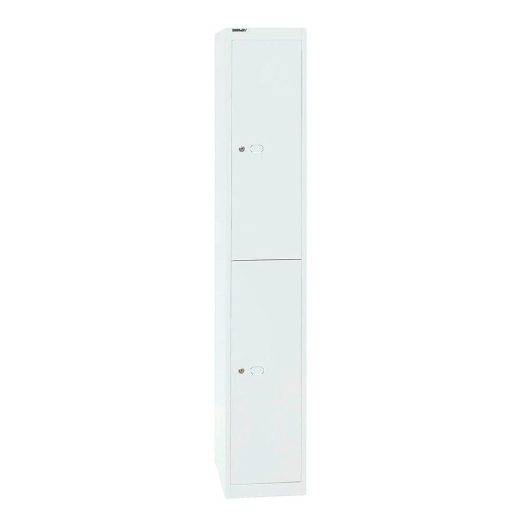 BISLEY Spind verkehrsweiß CLK122696, 2 Schließfächer 30,5 x 30,5 x 180,2 cm