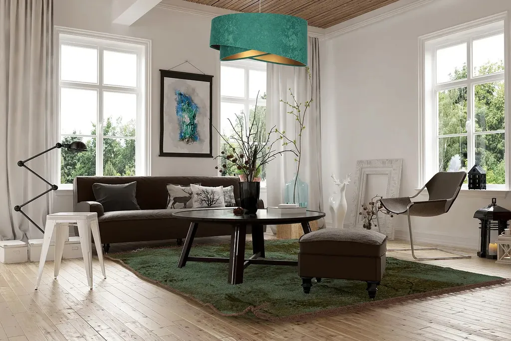Suspension luminaire GEMSTONE vert émeraude et doré pour le salon - 2