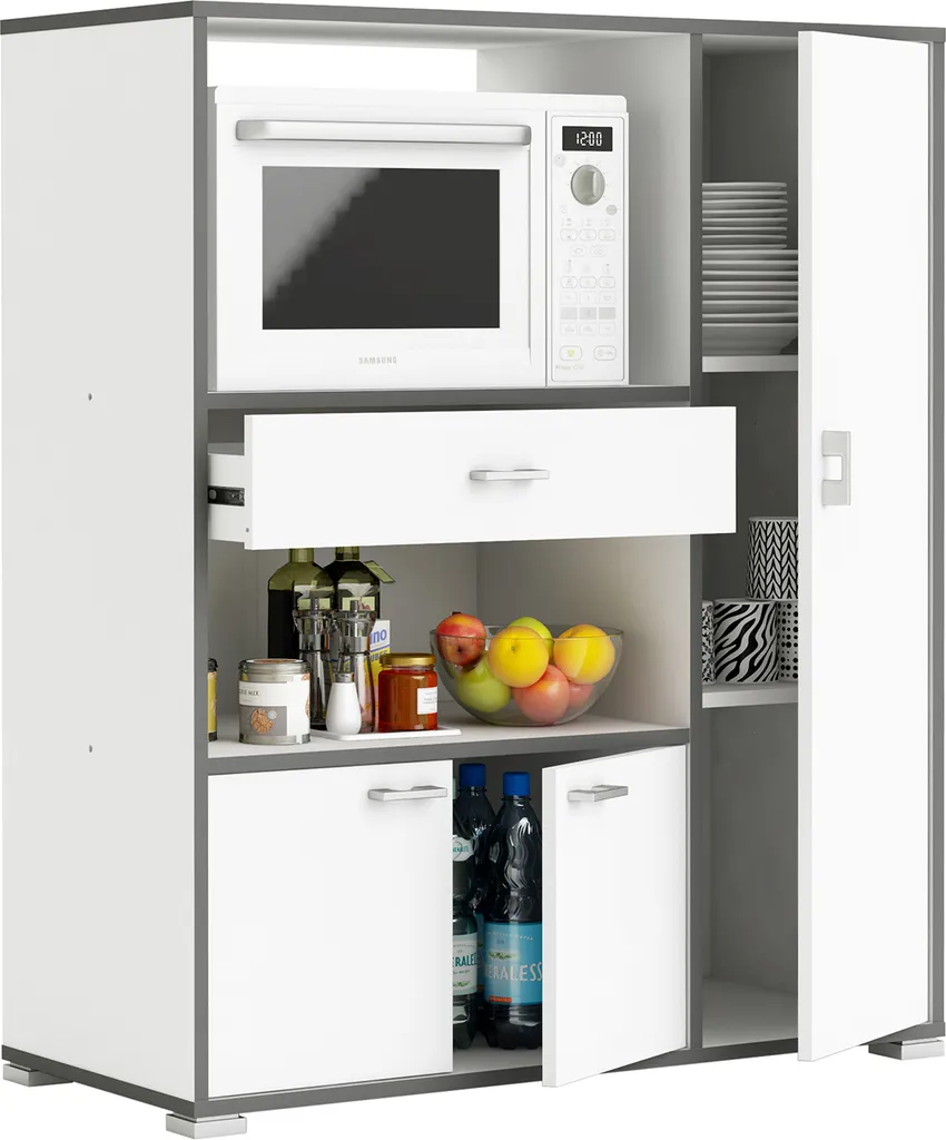 Armoire à micro-ondes BUZZ blanc pour optimiser le rangement en cuisine