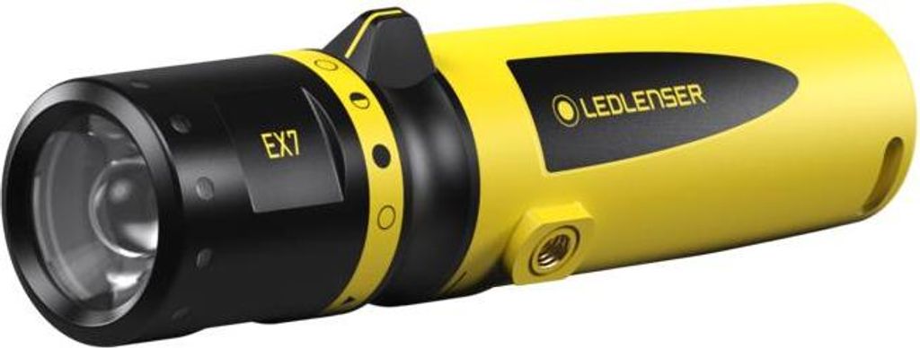 Ledlenser EX7 Taschenlampe schwarz-gelb, 200 Lumen, 120m Leuchtweite, 45 Std. Laufzeit, IP68, AA Batterie