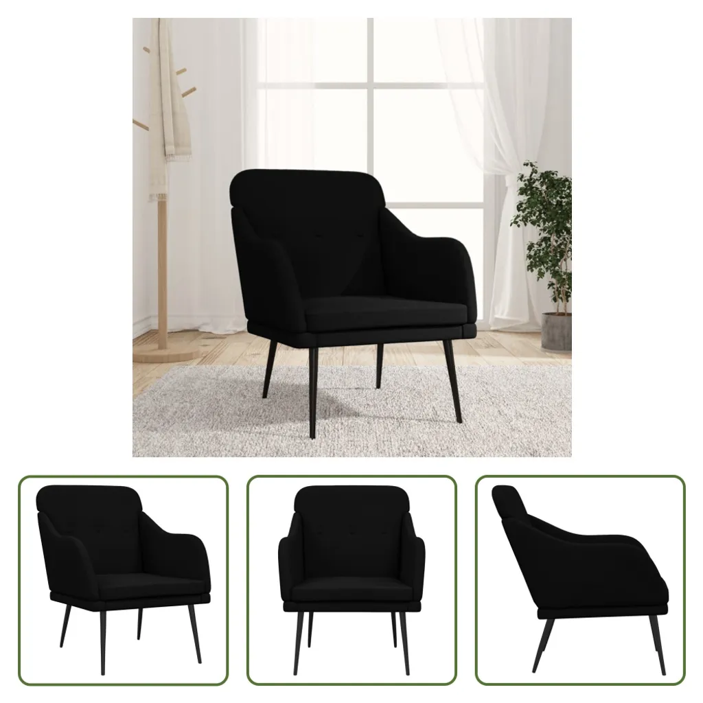 Poltrona Comoda Nero The Living Store 63x76x80 cm | Perfetta per Famiglie