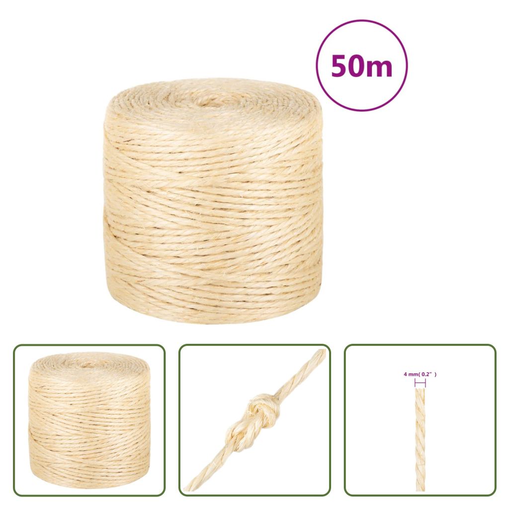 The Living Store Seil 100% Sisal 4 mm 50 m