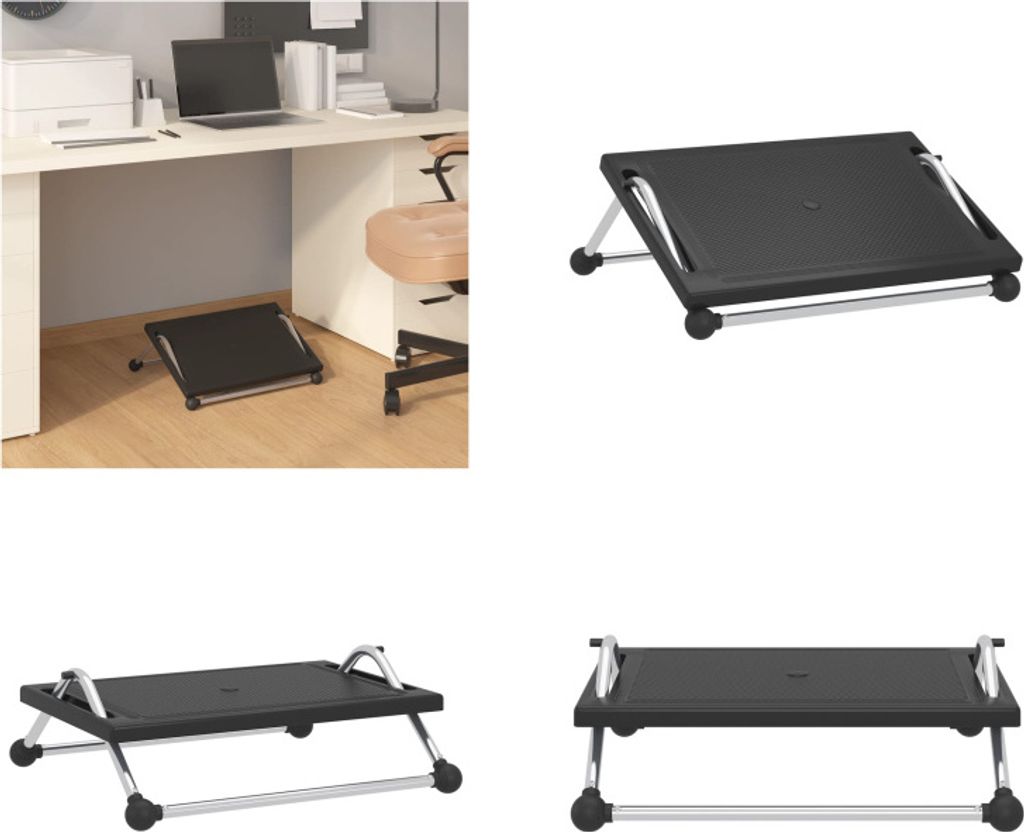 vidaXL Fußstütze Schwarz 45x40x13,5 cm - Fußstütze - Fußstützen - Fußstütze Kunststoff - Büro Fußstütze