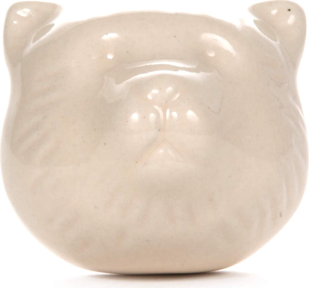 Knauf Figur Katze cremeweiß